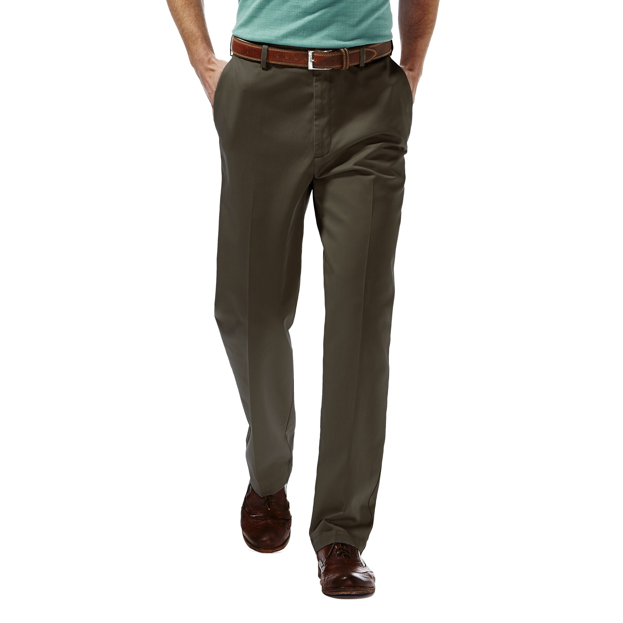 NWT Men's Haggar Work-To-Weekend PRO Stretch Flat-Front Pants Khaki 40x30 